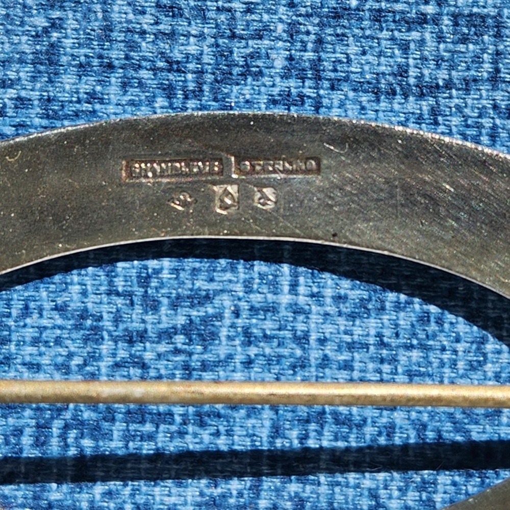 Antique Sterling Silver Enamel Brooch Champleve Sash Pin Circa 1915 Robbins - Picture 5 of 6